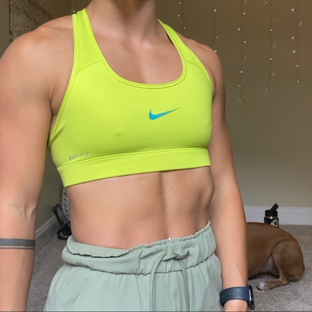Nike pro racer back neon yellow bra